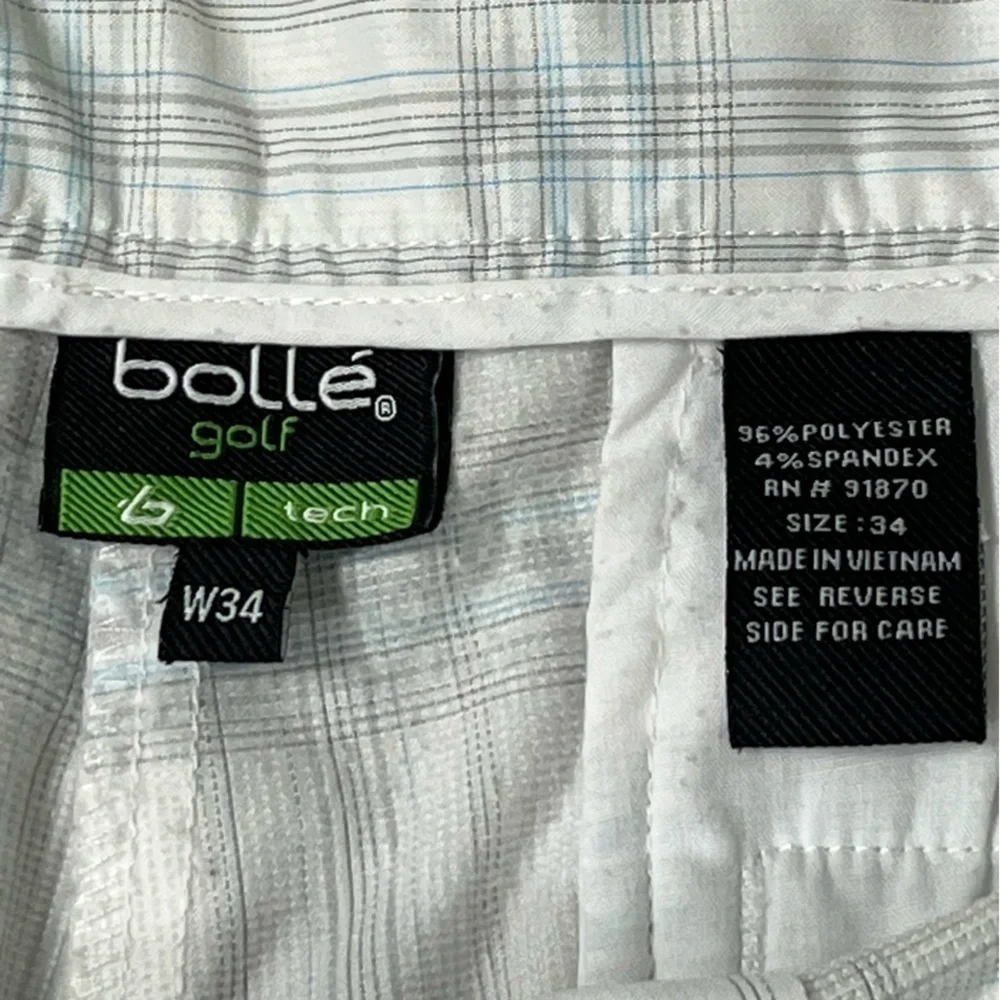 Bolle tech men’s plaid golf shorts, size 34.